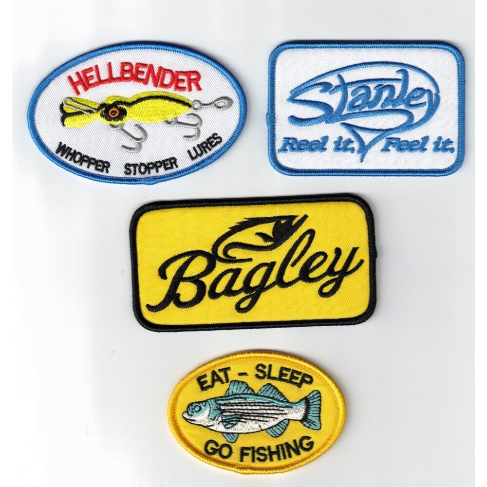 (4) Fishing Bait Hellbender Stanley Bagley Premium 3in Embroidered Iron-on Patch